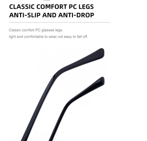 Detail view of lightweight anti-slip square frame sunglasses temples for premium comfort