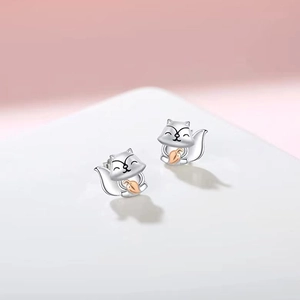 Cute Cartoon Squirrel Stud Earrings Copper Animal Jewelry With 925 Sterling Silver Earring Post For Women Girls