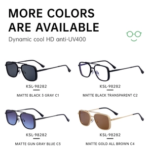 Four pairs of retro square sunglasses featuring metal temples and HD anti-UV400 protection