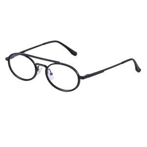 Classic black double bridge oval sunglasses for men with vintage round frame design
