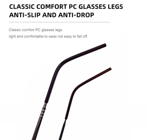 Close-up of anti-slip black PC glasses ear hooks with secure fit technology