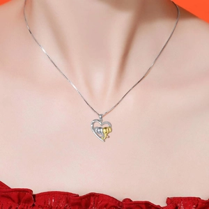 Collier cœur en argent avec éléphants mère et enfant et gravure I Love You Forever