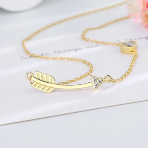 Heart Arrow Pendant Necklace Copper With Zircon Cupid Arrow Minimalist Clavicle Chain Elegant Jewelry For Women