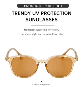 Détails de lunettes de soleil ambre avec verres de protection UV et vision large