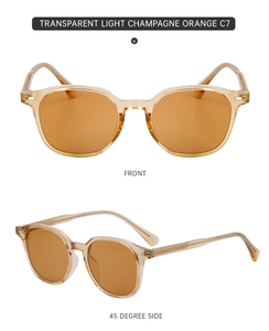 Vues de face et de côté à 45 degrés des lunettes de soleil orange champagne clair C7
