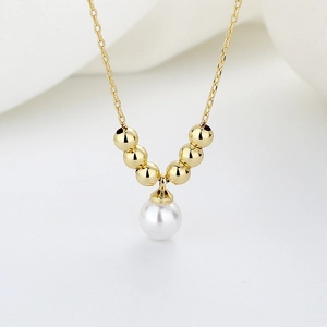 Minimalist Artificial Pearl Pendant Necklace Copper Metal Beads Elegant Clavicle Chain Fashion Jewelry For Women