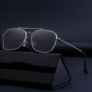 Square Sunglasses For Men Metal TR Frame UV400 Protection Double Bridge Aviator Style Driving Fashion Shades