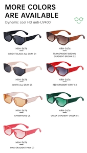 Detailed grid showing seven color variants of wrap-around UV400 fashion sunglasses