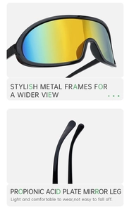 Détails de lunettes de cyclisme avec monture en métal et verres miroir pour sports de plein air