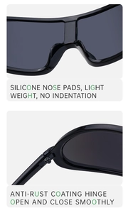 Détail des plaquettes de nez en silicone et des charnières de lunettes de cyclisme blanc