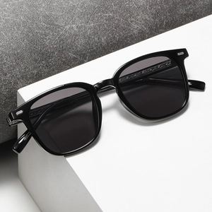 Classic black square frame sunglasses for men with polarized lenses and a glossy finish