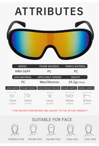 Tableau des tailles détaillé des lunettes de soleil de sport avec dimensions précises