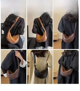 Three colors of oversized hobo bags shown on model with adjustable shoulder straps