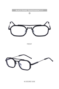 Vues de face et de profil de lunettes de soleil vintage à double pont et monture noire