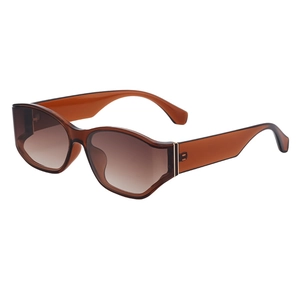 Fashionable oversized amber square sunglasses with brown gradient lenses for women
