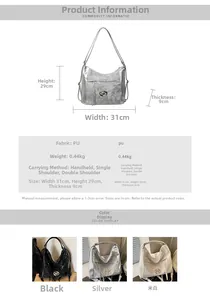 Specifiche dettagliate su dimensioni e materiali per questa borsa tote in pelle PU a pieghe