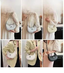 Detailed views of woven hobo bags in silver and black with triangle metal buckles