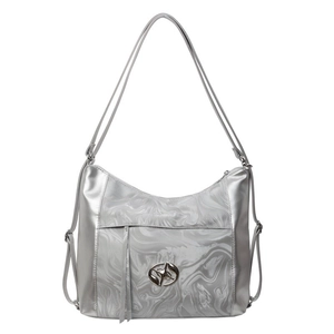 Borsa Tote Grande Capacità Donna Pelle PU Motivo Marmo Logo Stella Argento Retro Spalla Sottobraccio