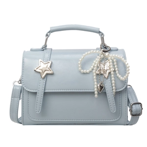 Sac À Bandoulière En Cuir PU Pour Femmes Petit Sac Carré Avec Nœud En Künstliche Perles Pendentif Étoile Cœur Mode Douce