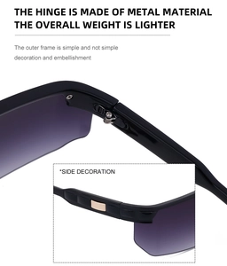 Détails de charnière métallique et verre dégradé violet sur lunettes de soleil