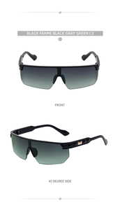 Vues de face et de profil à 45 degrés des lunettes de soleil de sport noires sans monture