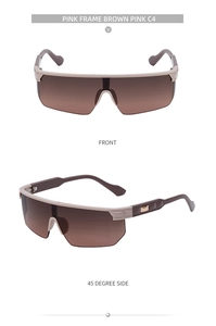 Lunettes de soleil sport roses surdimensionnées avec verres dégradés et détails dorés