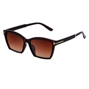 Vintage cat-eye sunglasses with dark brown frames, gradient lenses and T-shaped metal hinges
