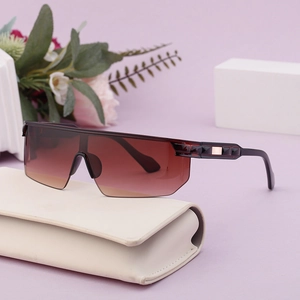Lunettes de soleil sport sans monture avec verres dégradés marron et cadre violet