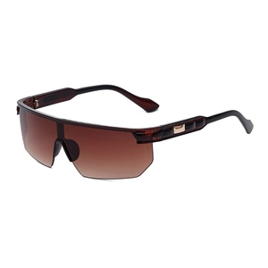 Lunettes de soleil sport marron dégradé avec montures et détails métalliques dorés