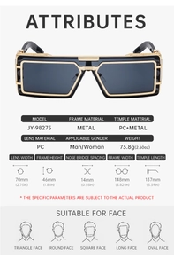 Industrial vintage square sunglasses with gold metal frame and dark gray lenses