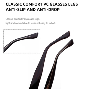 Detailed view of ergonomic dark tortoiseshell PC temples for cat eye optical frames