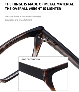 Detail macro view of metal hinge and tortoise shell pattern on lightweight optical frame