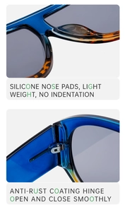 Detailed macro view of silicone nose pads and anti-rust hinges on trendy sports sunglasses