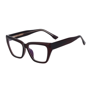 Fashionable cat eye optical frame glasses with dark purple finish and braided temple detail