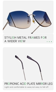 Detail view of lightweight metal temples and propionic acid plates for comfort