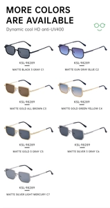 Selection of square frame metal sunglasses with HD polarized lenses in multiple colors