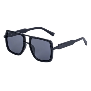 Lunettes de soleil homme monture carrée oversize avec double pont et verres noirs