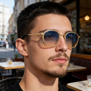 Lunettes De Soleil Carrées Monture En Métal Lentille PC Protection UV400 Charnières À Ressort Rétro Tendance Femmes Hommes