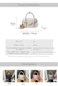 Detailed size chart and specifications for the crocodile pattern PU leather handbag