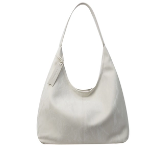 Grand sac cabas blanc minimaliste au design Hobo avec texture marbrée chic