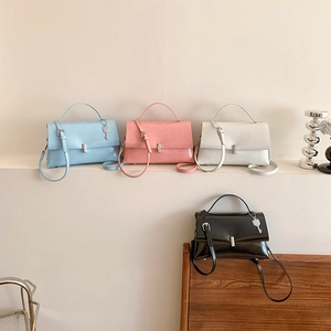 Vintage style faux leather underarm bags in four colors with chain and key pendant