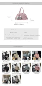 Detailed technical specification table and size guide for the mini shell Boston handbag
