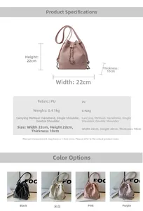 Detailed dimension guide for the leather bucket backpack with multi-way straps