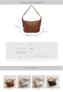 Detailed chart showing Large Rhombic Hobo Bag dimensions and four classic color variants