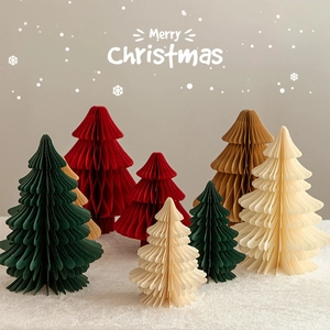 Mini Paper Christmas Tree Honeycomb Foldable Desktop Ornaments For Home Party Festive Decoration Xmas Gift