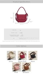 Detailed dimension chart and multi-color display of the lychee texture crossbody bag