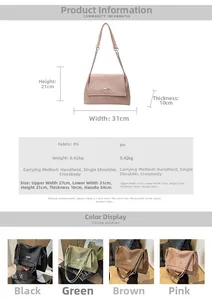 Detailed size chart and multi-color options for the minimalist chain tote shoulder bag