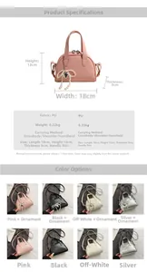 Fiche technique du mini sac bandoulière avec dimensions et choix de couleurs