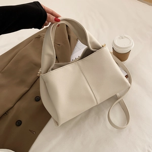 Damen Umhängetasche Große Kapazität Weiches PU Leder Tote Vertikale Nähte Einfache Vintage Schulter Handtasche Pendeln