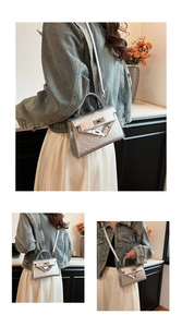 Detailed views of silver pleated texture Kelly bag showing crossbody and handbag styles